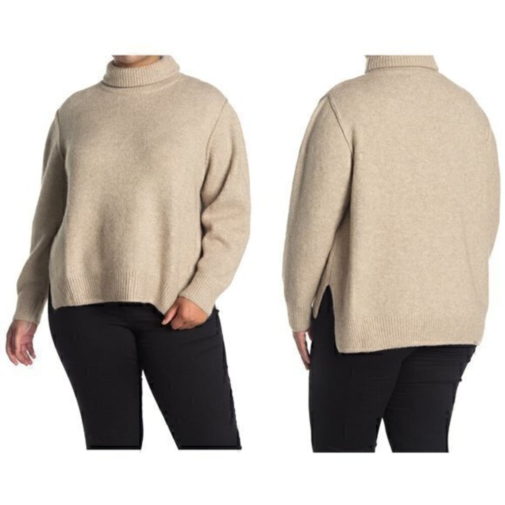 Max Studio Turtleneck Knit Pullover Sweater Oatmeal Cream Sz 2X NWT